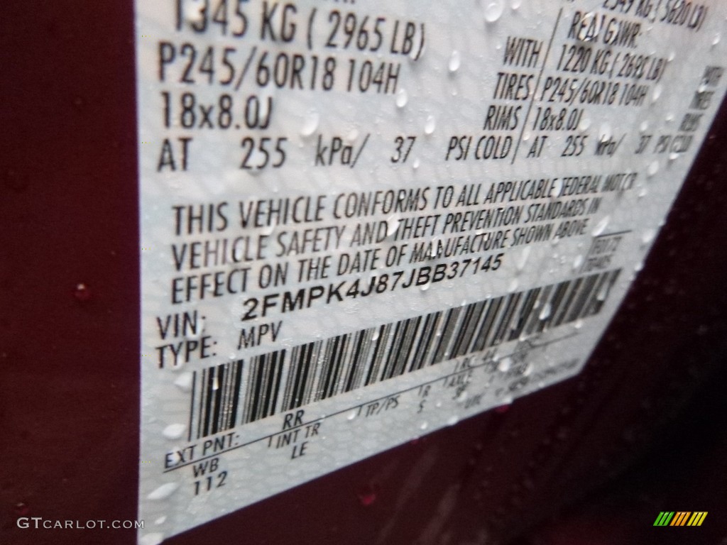 2018 Edge SEL AWD - Ruby Red / Ebony photo #12