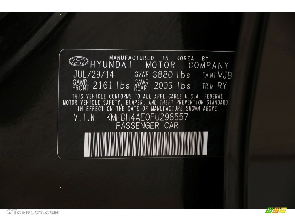 2015 Elantra SE Sedan - Black Diamond / Black photo #16