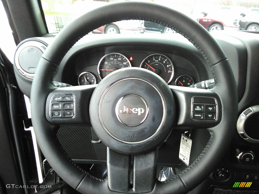 2018 Jeep Wrangler Rubicon 4x4 Black Steering Wheel Photo #125025355