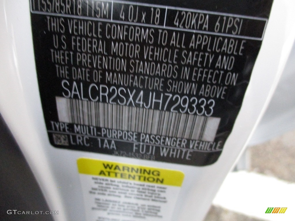 2018 Discovery Sport Color Code 1AA for Fuji White Photo #125036074