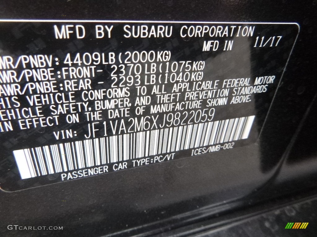 2018 WRX STI - Dark Gray Metallic / Carbon Black photo #15