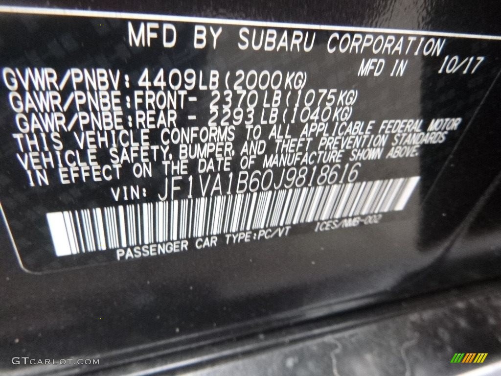 2018 WRX  - Dark Gray Metallic / Carbon Black photo #16