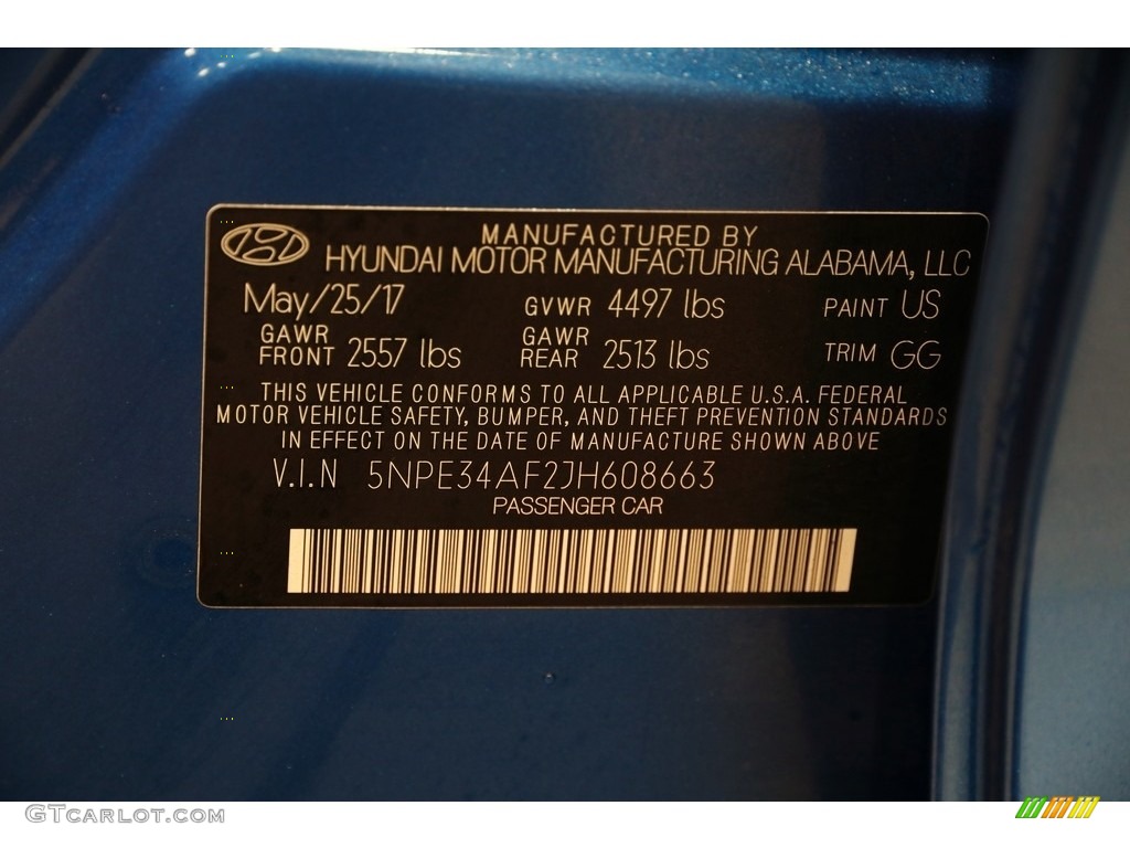 2018 Sonata SEL - Electric Blue / Gray photo #4