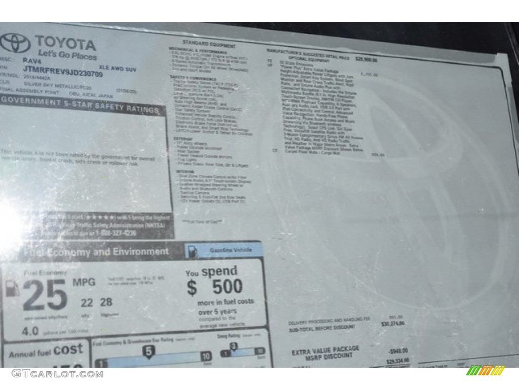 2018 RAV4 XLE AWD - Silver Sky Metallic / Black photo #10