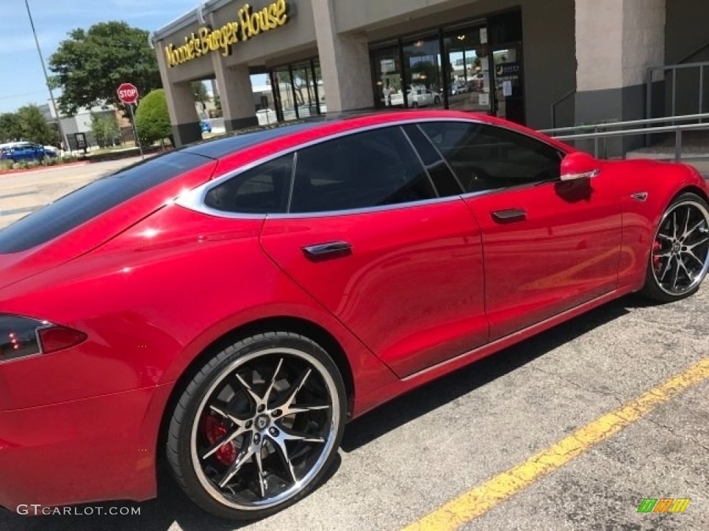 2016 Model S P90D - Red Multi-Coat / Black photo #6