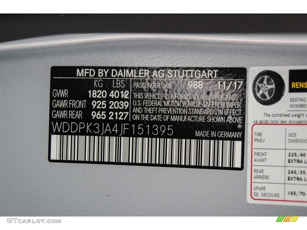 2018 SLC Color Code 988 for Diamond Silver Metallic Photo #125084850
