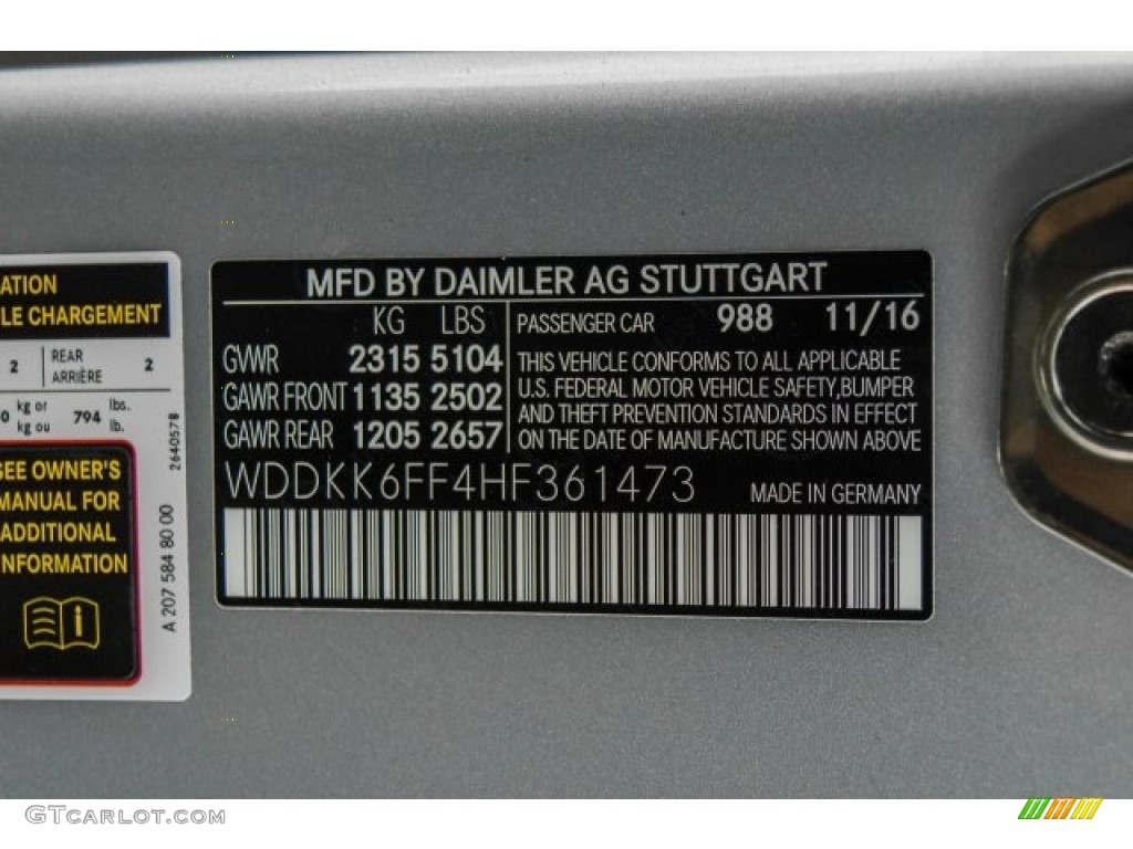2017 E Color Code 988 for Diamond Silver Metallic Photo #125097092