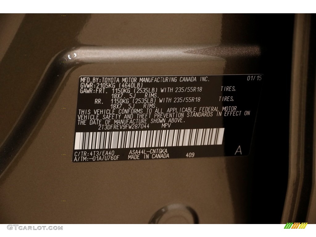 2015 RAV4 Limited AWD - Pyrite Mica / Latte photo #19