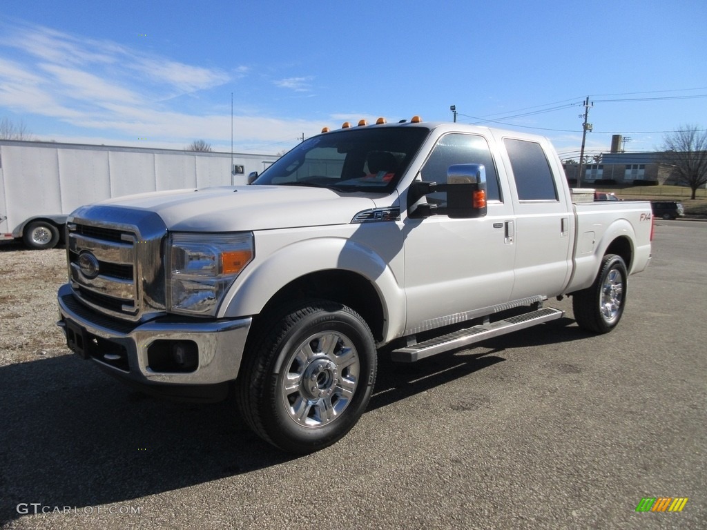 2014 F250 Super Duty Lariat Crew Cab 4x4 - White Platinum Tri-Coat / Black photo #6