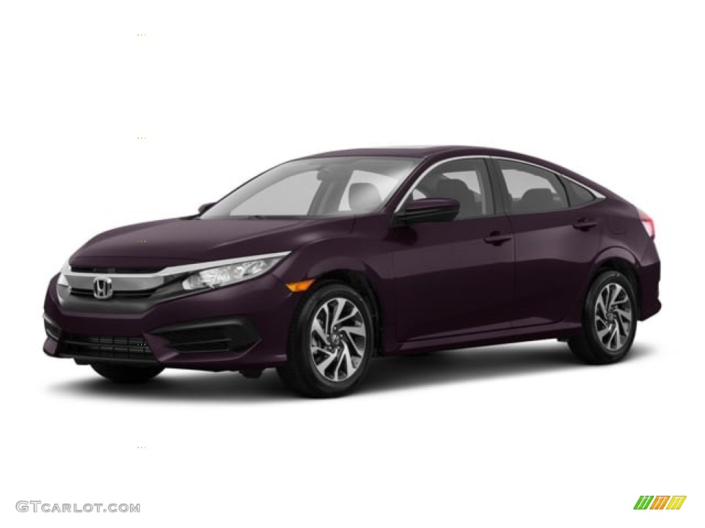 2018 Civic EX Sedan - Burgundy Night Pearl / Gray photo #19
