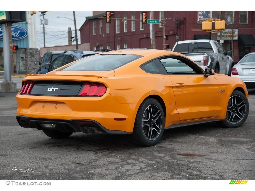 2018 Mustang GT Premium Fastback - Orange Fury / Ebony photo #5