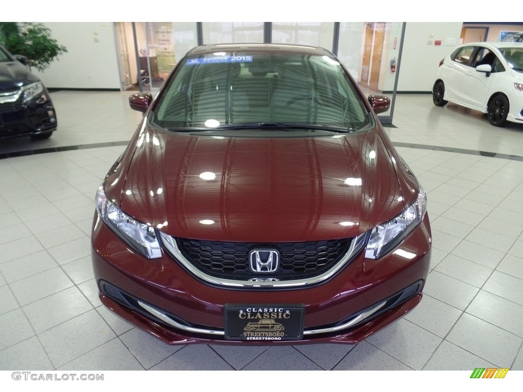 2015 Civic LX Sedan - Crimson Pearl / Beige photo #2