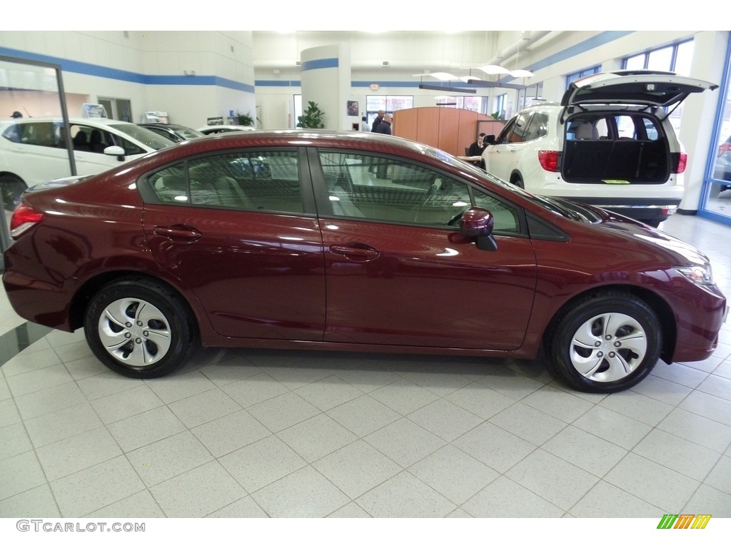 2015 Civic LX Sedan - Crimson Pearl / Beige photo #4
