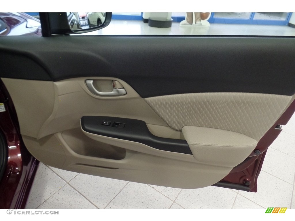 2015 Civic LX Sedan - Crimson Pearl / Beige photo #14