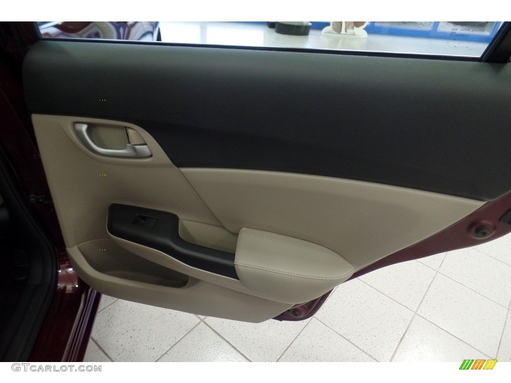2015 Civic LX Sedan - Crimson Pearl / Beige photo #17