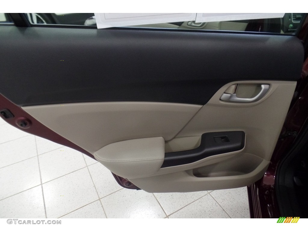 2015 Civic LX Sedan - Crimson Pearl / Beige photo #22