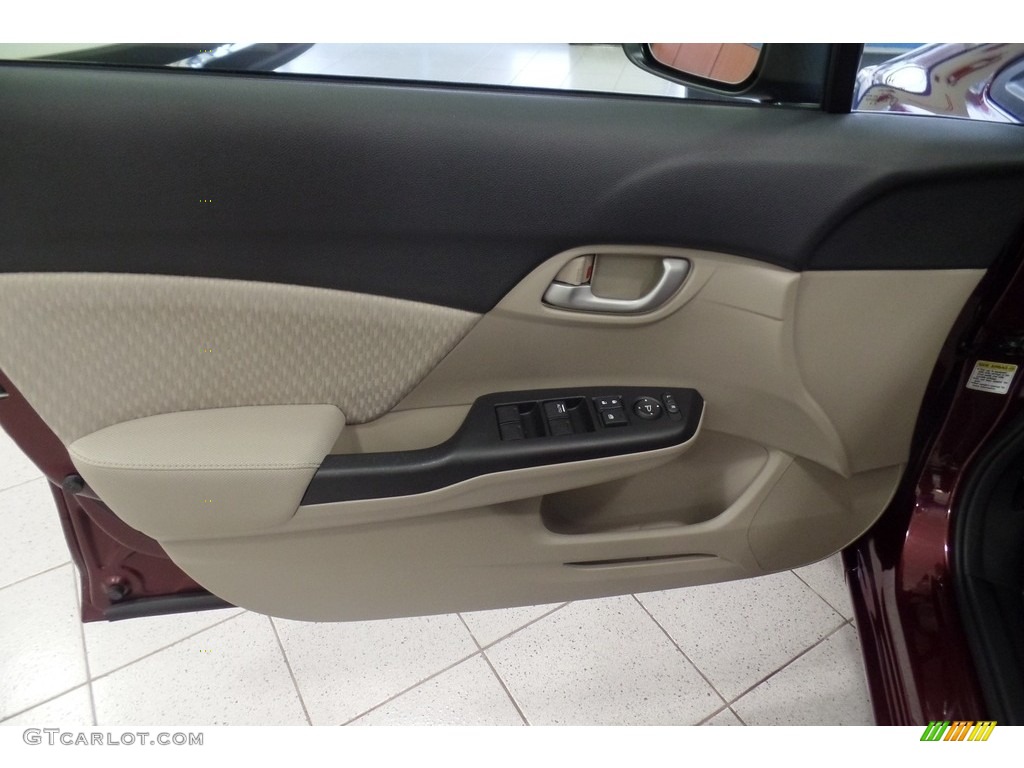 2015 Civic LX Sedan - Crimson Pearl / Beige photo #25