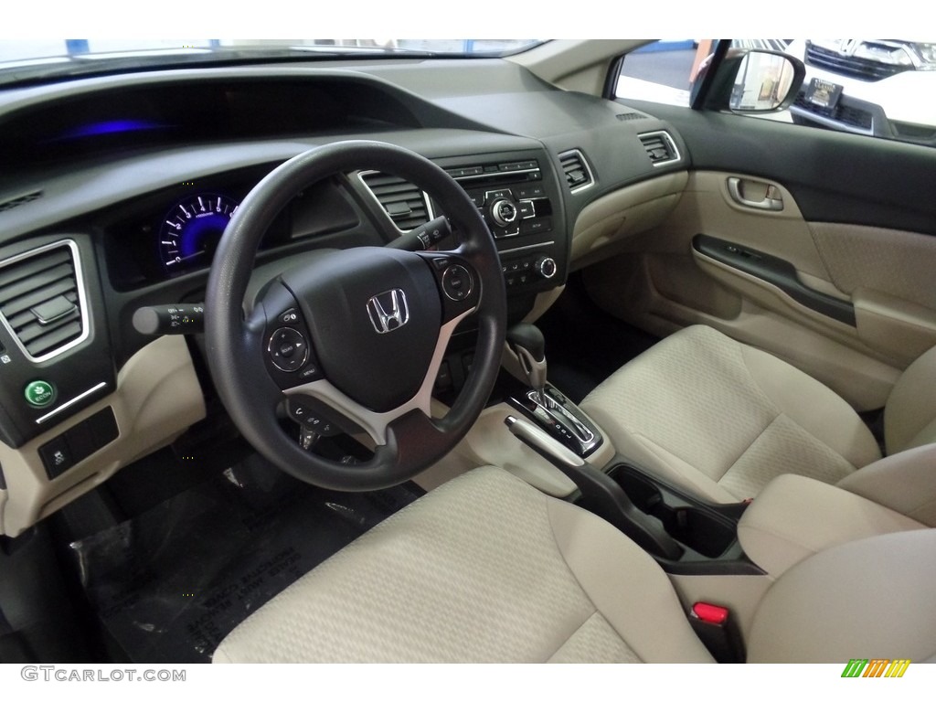 2015 Civic LX Sedan - Crimson Pearl / Beige photo #26