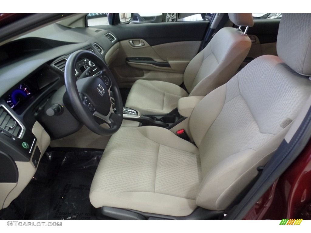 2015 Civic LX Sedan - Crimson Pearl / Beige photo #27