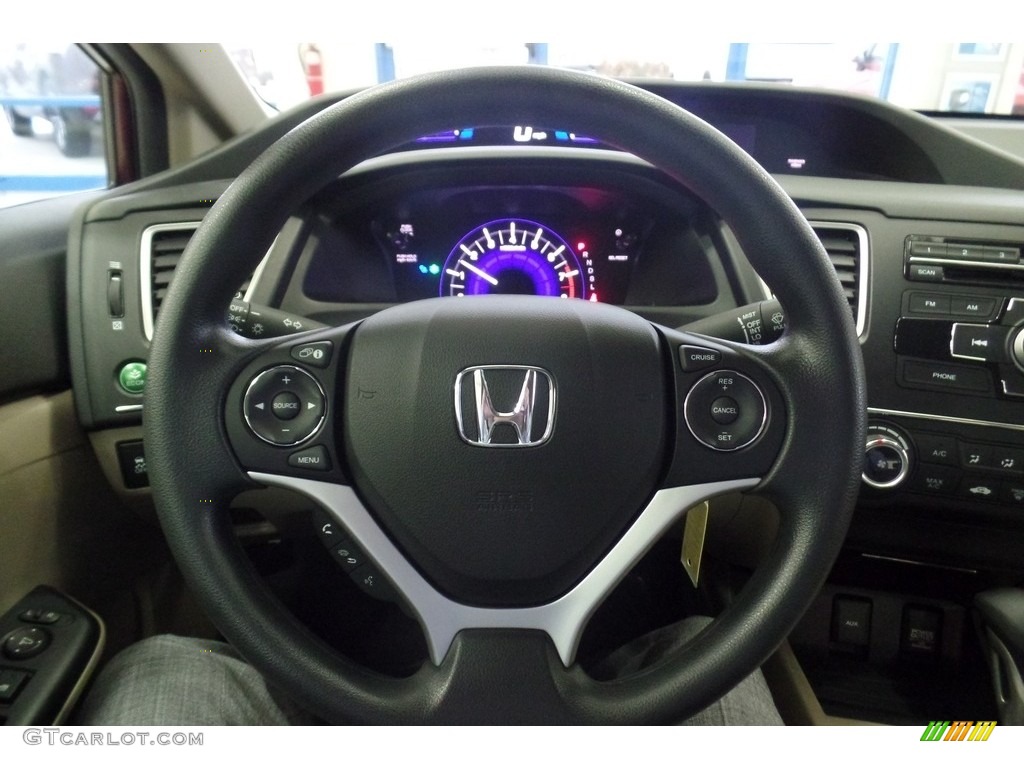 2015 Civic LX Sedan - Crimson Pearl / Beige photo #30