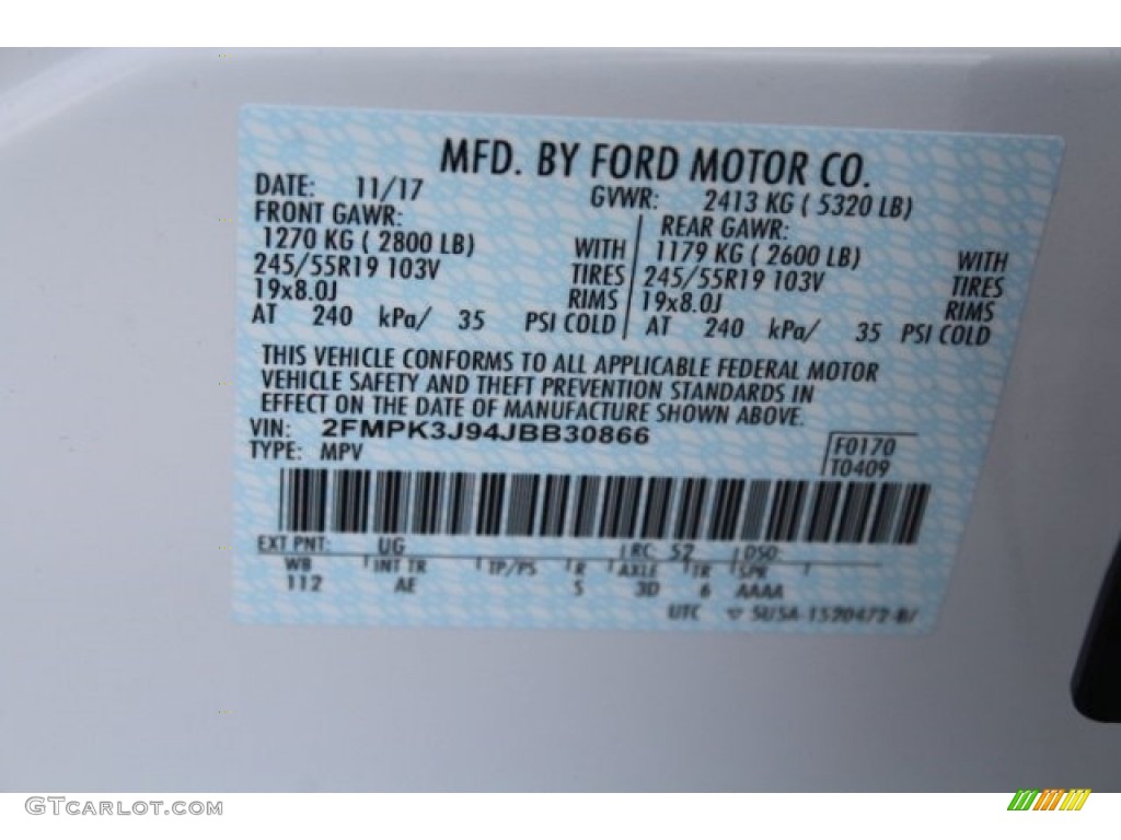 2018 Ford Edge SEL Color Code Photos