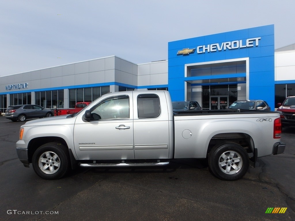 2010 Sierra 1500 SLE Extended Cab 4x4 - Pure Silver Metallic / Dark Titanium/Light Titanium photo #3