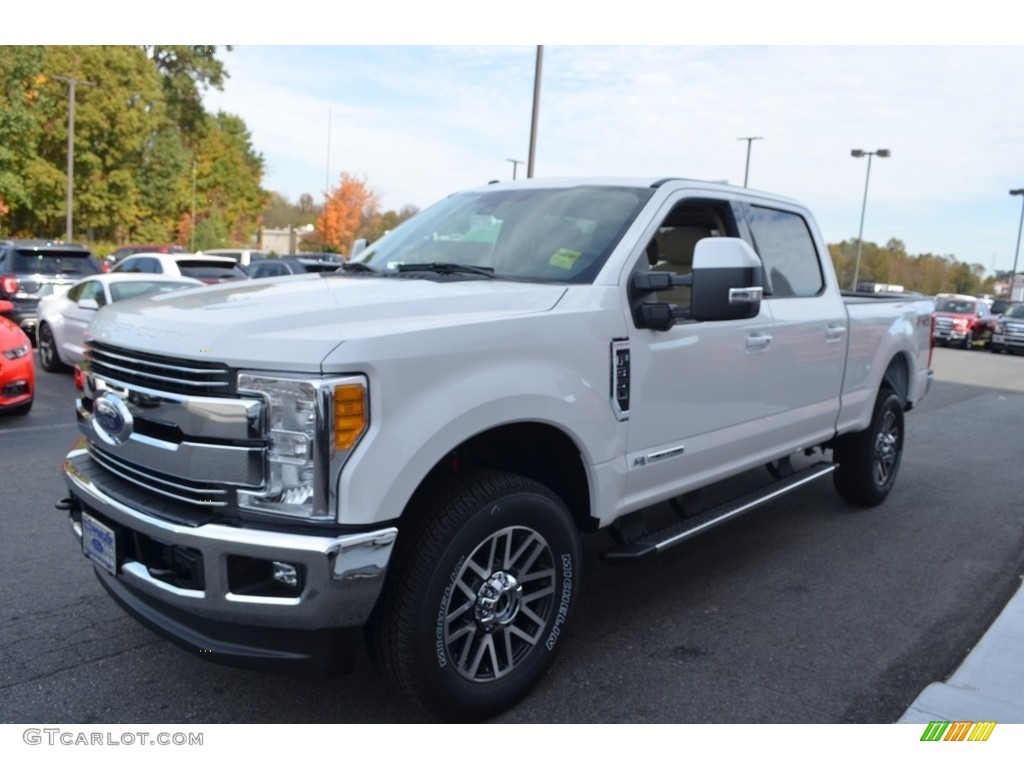 2017 F350 Super Duty Lariat Crew Cab 4x4 - White Platinum / Camel photo #3