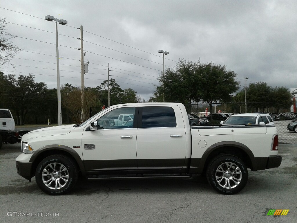 2018 1500 Laramie Longhorn Crew Cab 4x4 - Pearl White / Black/Cattle Tan photo #2