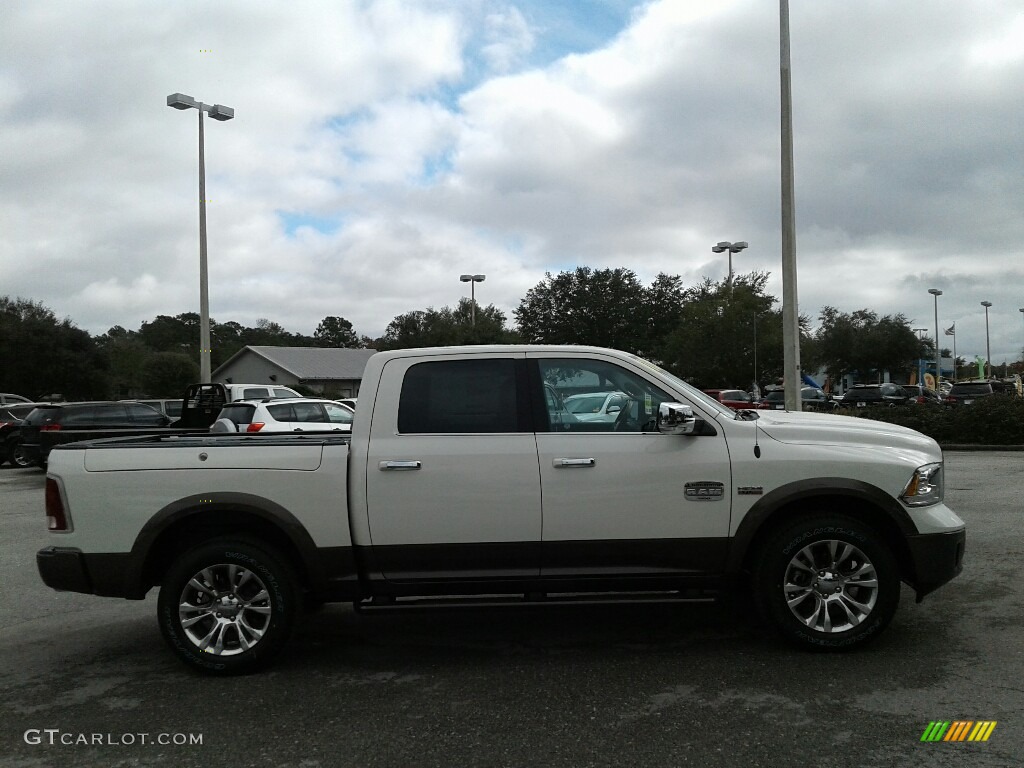 2018 1500 Laramie Longhorn Crew Cab 4x4 - Pearl White / Black/Cattle Tan photo #6
