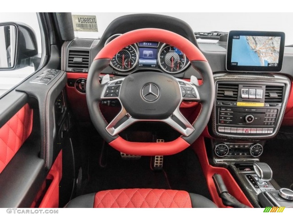 2018 Mercedes-Benz G 63 AMG designo Classic Red Two-Tone Steering Wheel Photo #125161187