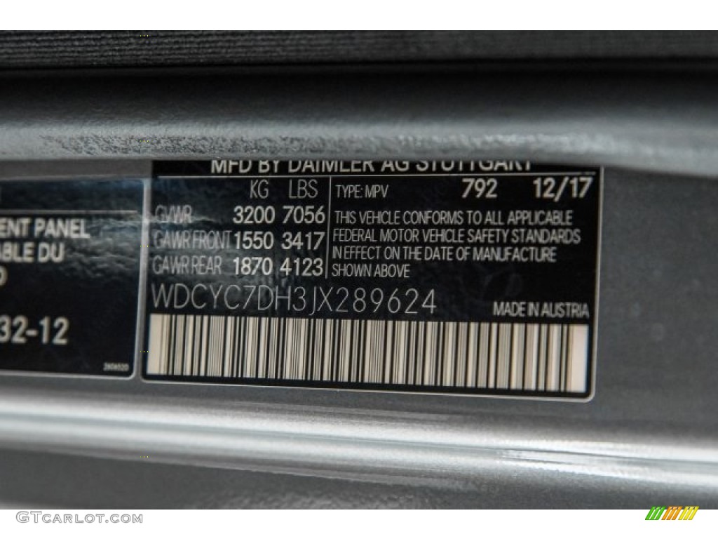 2018 G Color Code 792 for Palladium Silver Metallic Photo #125161544