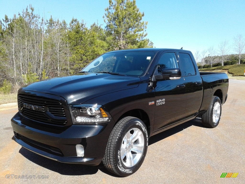 2018 1500 Sport Quad Cab 4x4 - Brilliant Black Crystal Pearl / Black photo #2