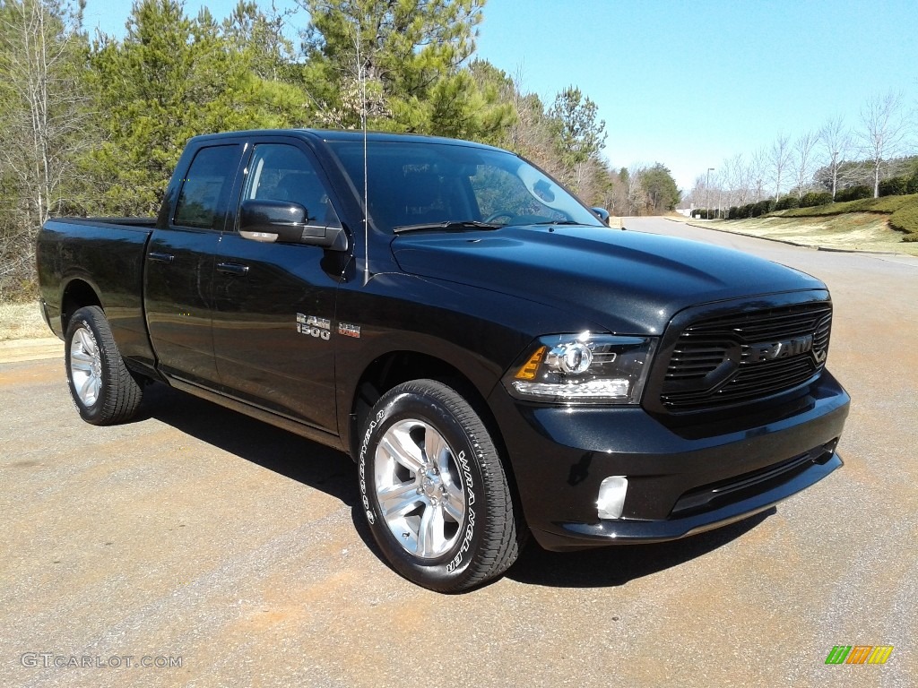 2018 1500 Sport Quad Cab 4x4 - Brilliant Black Crystal Pearl / Black photo #4