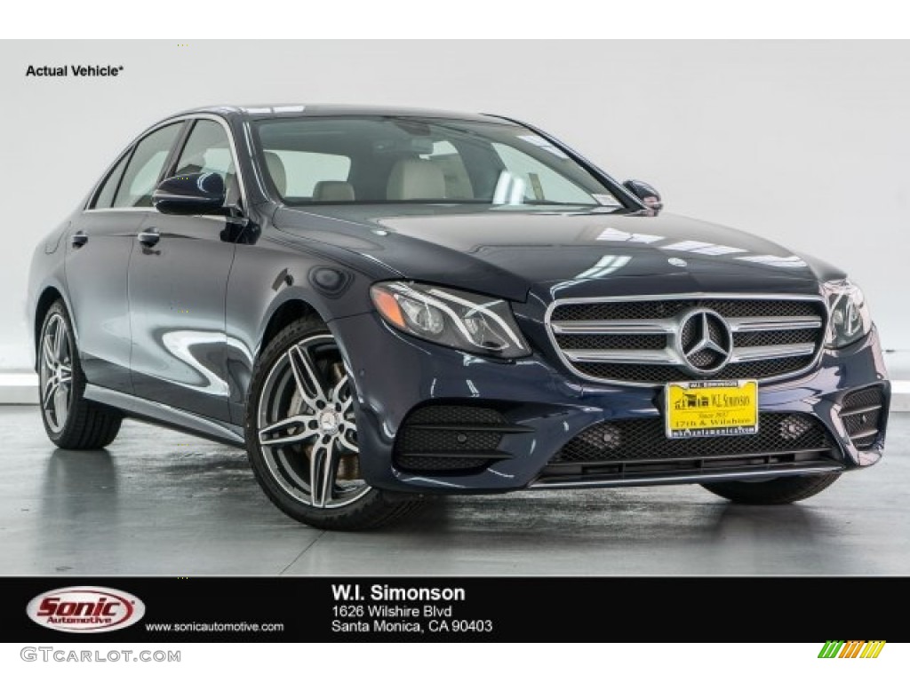 2018 E 300 Sedan - Lunar Blue Metallic / Macchiato Beige/Black photo #1