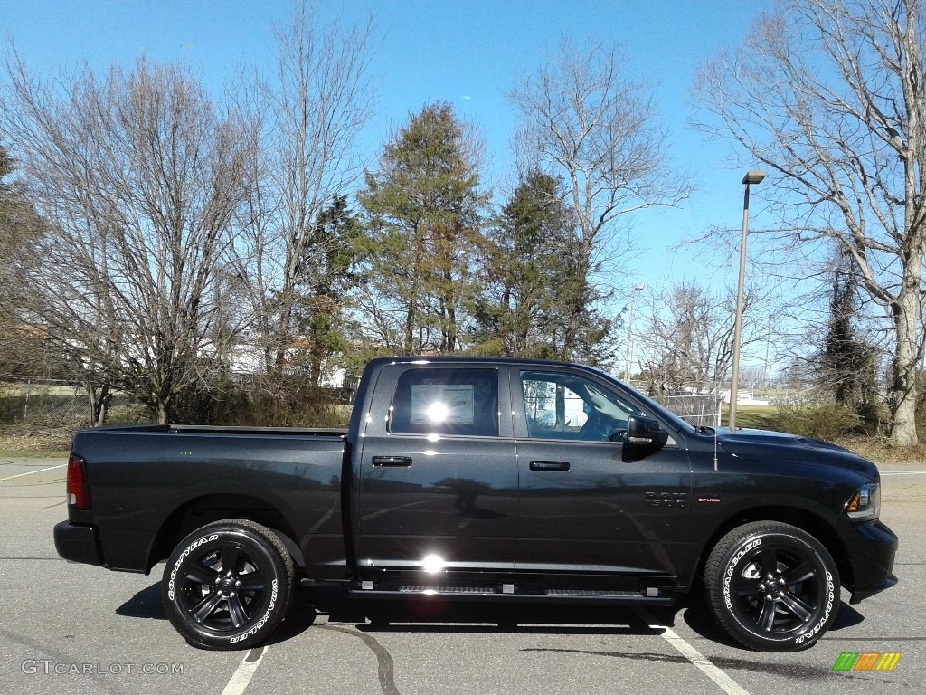 2018 1500 Night Crew Cab 4x4 - Brilliant Black Crystal Pearl / Black photo #5