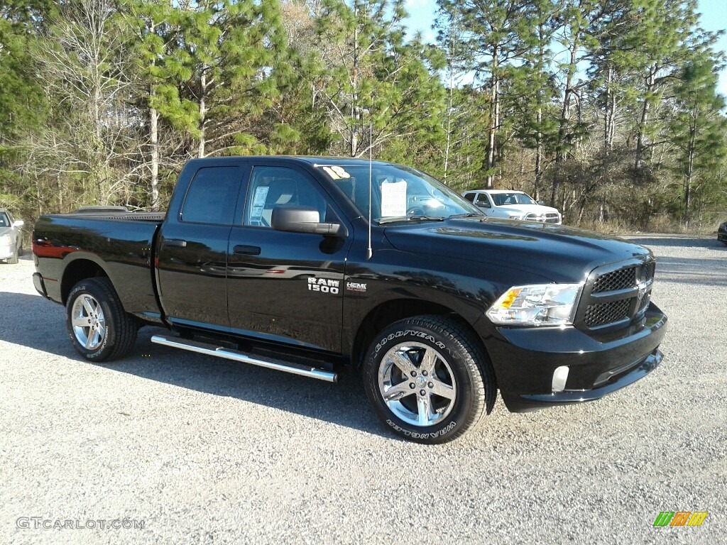 2018 1500 Express Quad Cab 4x4 - Brilliant Black Crystal Pearl / Black/Diesel Gray photo #7