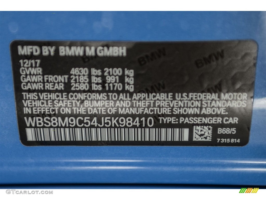 2018 M3 Color Code B68 for Yas Marina Blue Metallic Photo #125197240