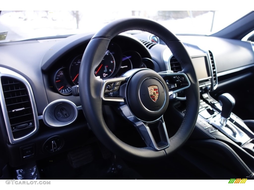 2015 Porsche Cayenne Diesel Black Steering Wheel Photo #125205286