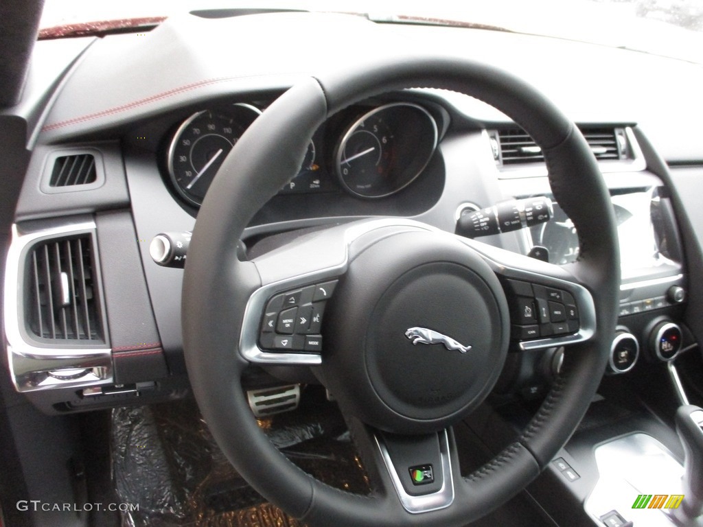 2018 Jaguar E-PACE First Edition Ebony/Ebony Steering Wheel Photo #125207035