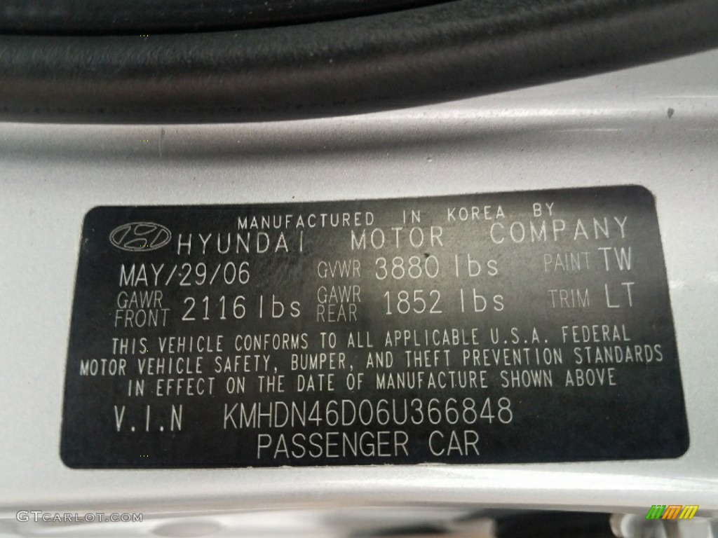 2006 Elantra GLS Sedan - Sterling Silver / Gray photo #15