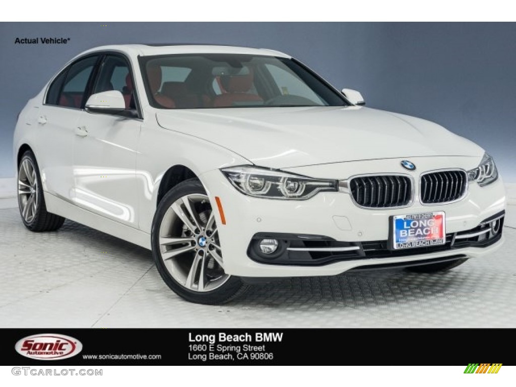 2018 3 Series 330i Sedan - Alpine White / Coral Red photo #1