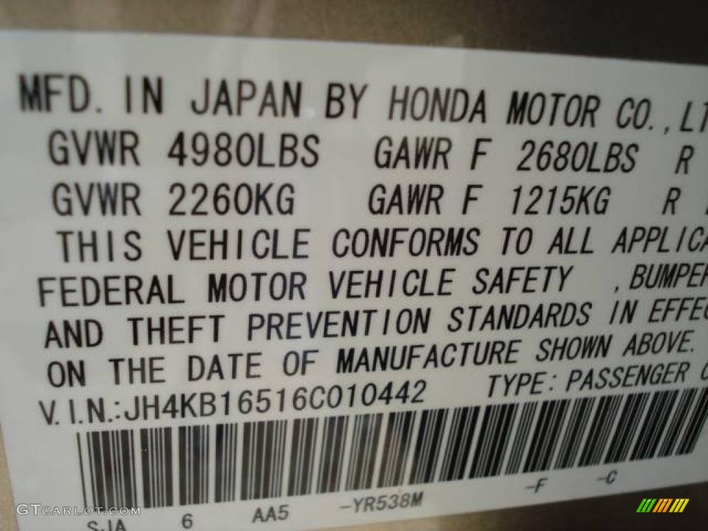 2006 RL Color Code YR538M for Desert Mist Metallic Photo #12522801