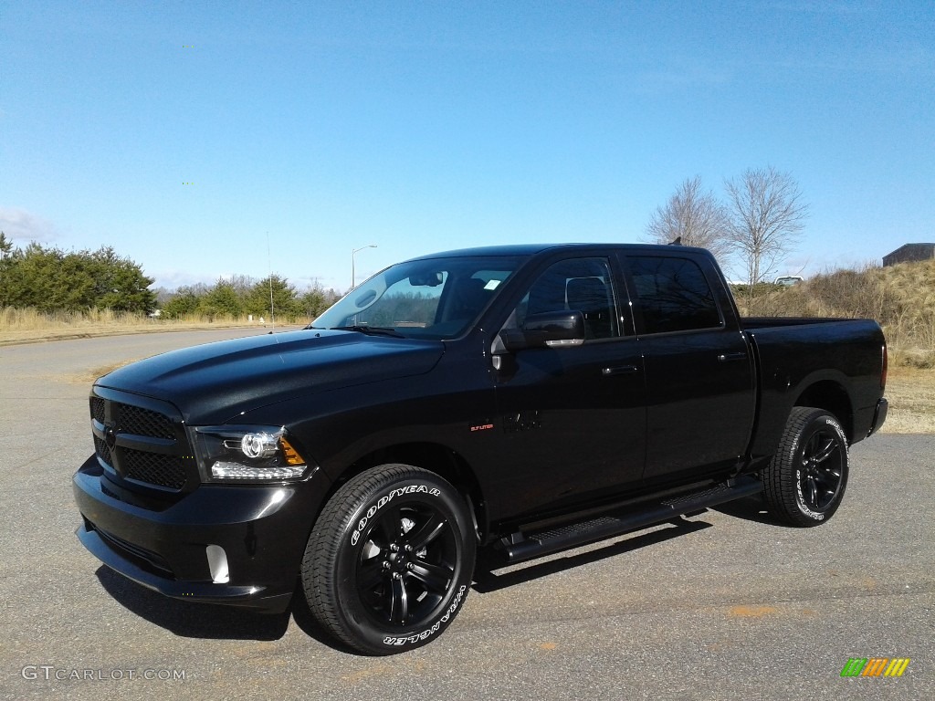 2018 1500 Sport Crew Cab 4x4 - Brilliant Black Crystal Pearl / Black photo #2