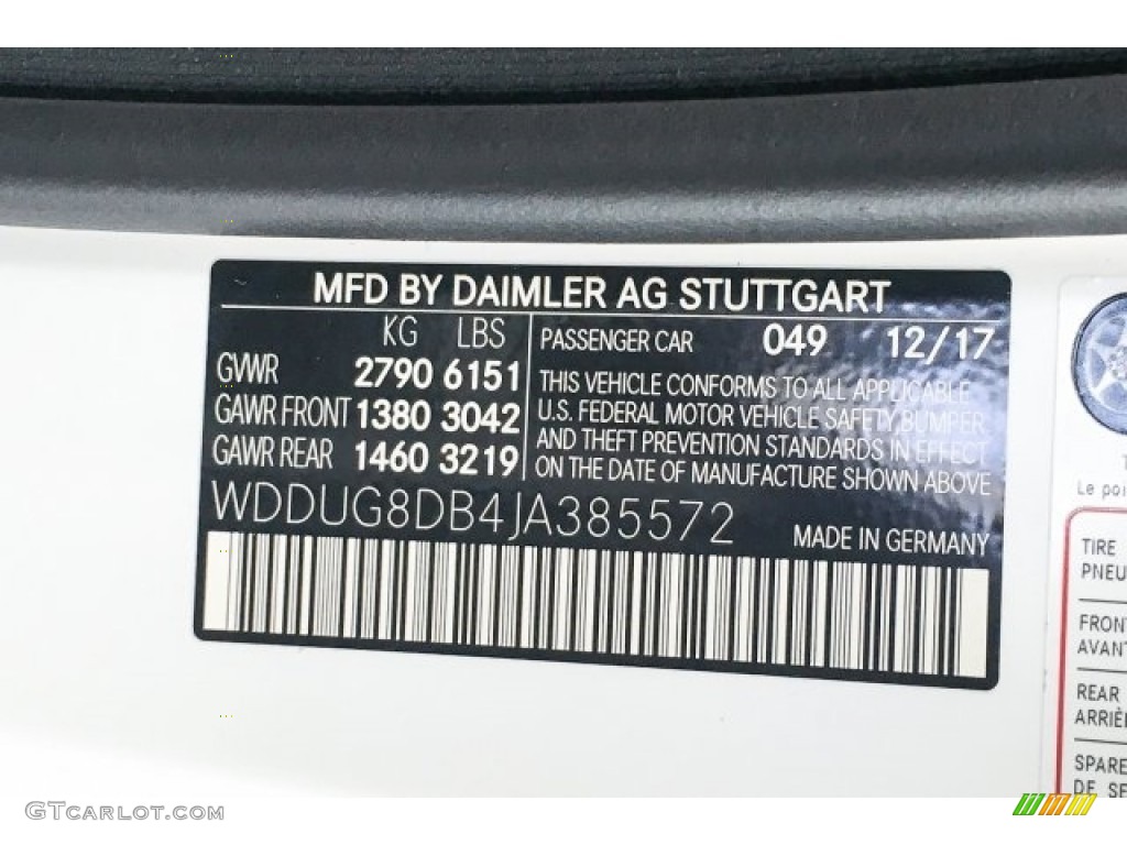 2018 S Color Code 049 for designo Cashmere White (Matte) Photo #125245181
