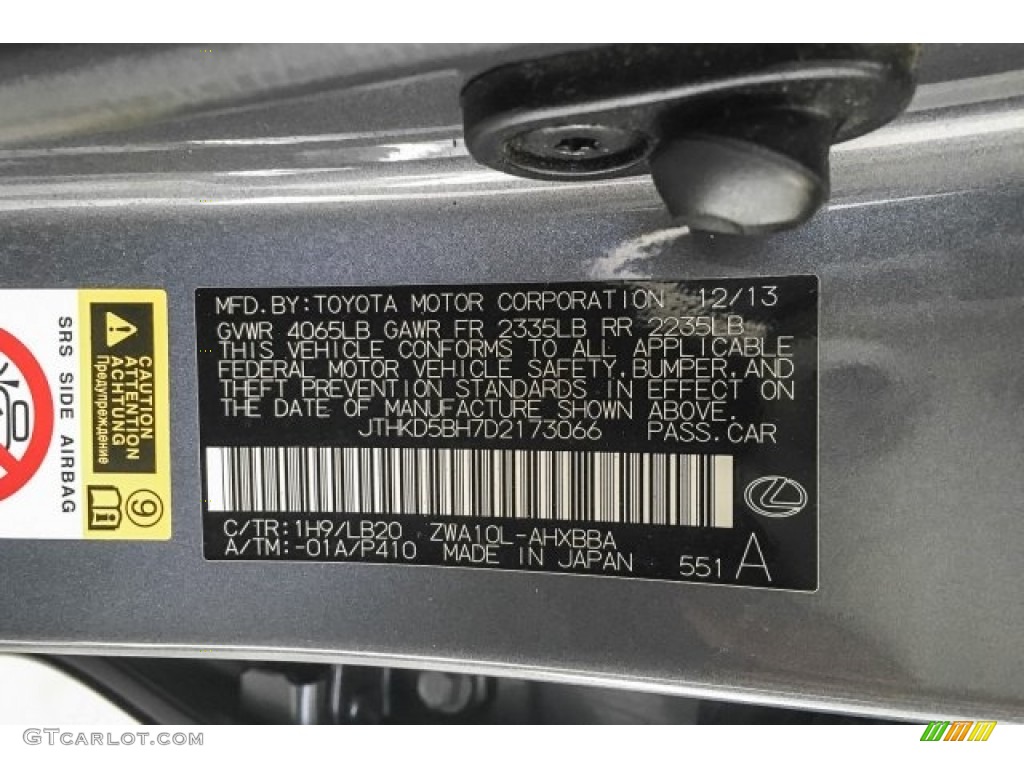 2013 CT 200h Hybrid - Nebula Gray Pearl / Black photo #23