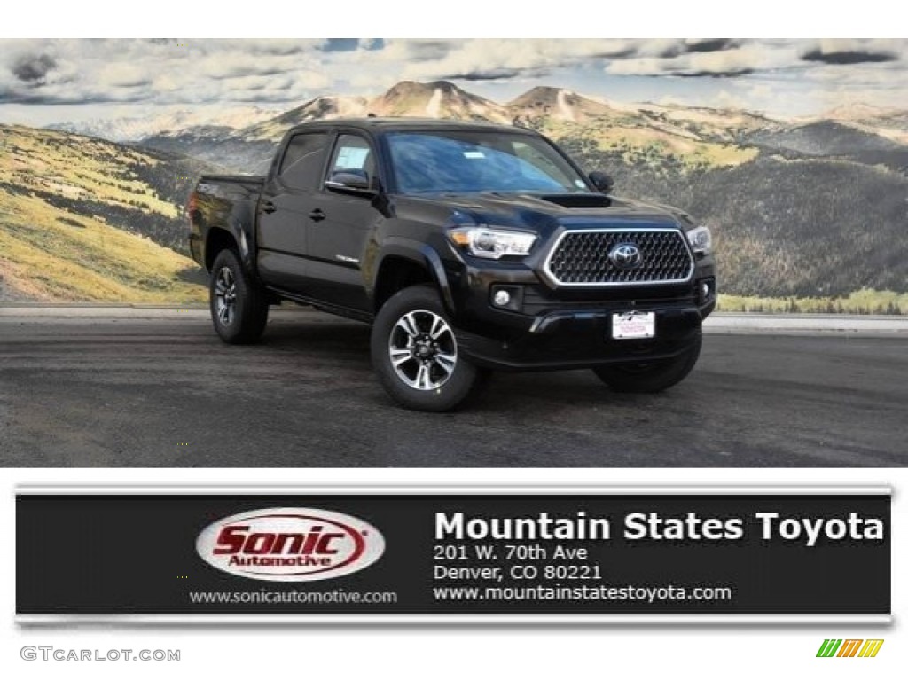 2018 Tacoma TRD Sport Double Cab 4x4 - Midnight Black Metallic / Cement Gray photo #1