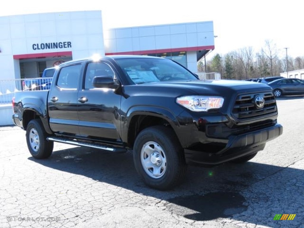 2018 Tacoma SR Double Cab - Midnight Black Metallic / Cement Gray photo #1