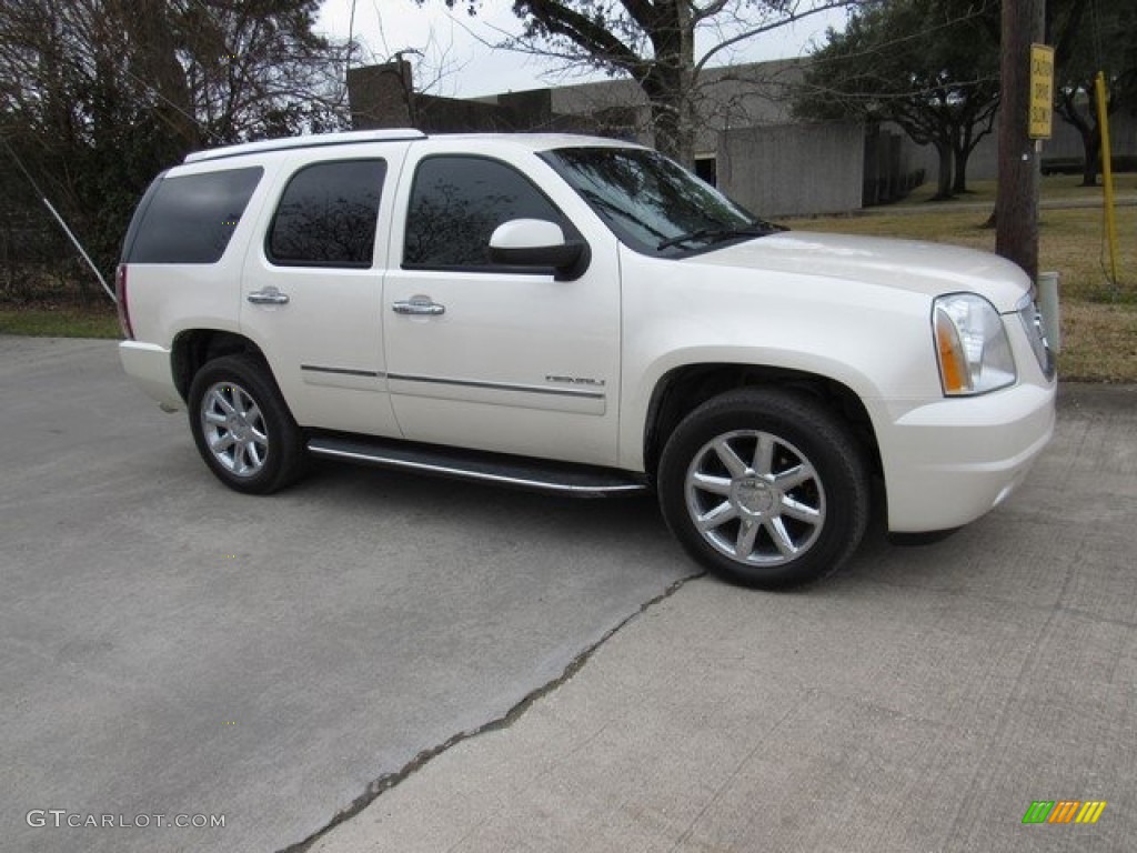 2009 Yukon Denali - White Diamond Tricoat / Cocoa/Light Cashmere photo #1