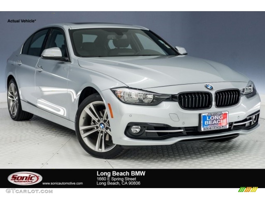 2017 3 Series 330i Sedan - Glacier Silver Metallic / Black photo #1