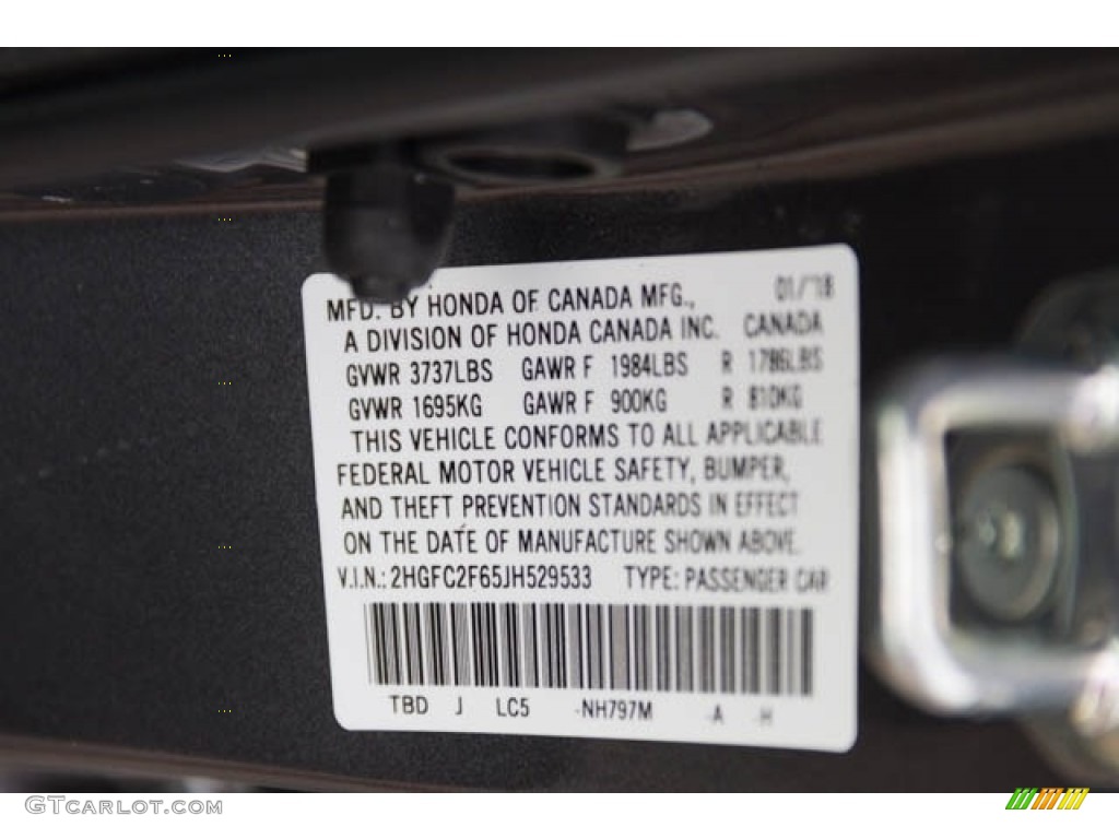 2018 Civic Color Code NH797M for Modern Steel Metallic Photo #125298489